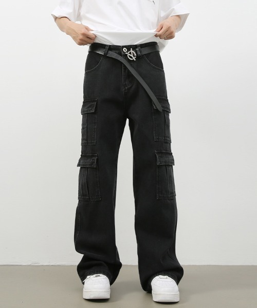 Ressaca（レサーカ） カーゴパンツ マルチポケットワイドデニムカーゴ