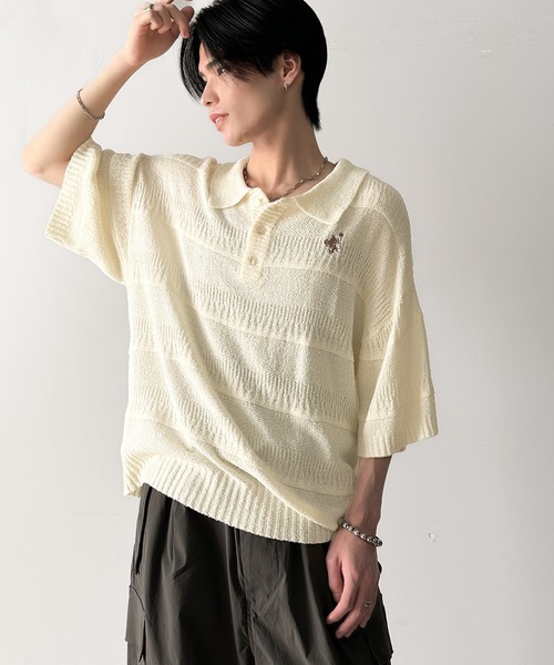 【極美品】#FR2GOLF ロングスリーブ ニットポロシャツ ベージュ Lサイズ 極美品】#FR2GOLF ロングスリーブ ニットポロシャツ ベージュ L