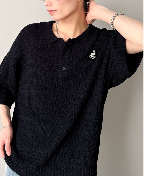 フォロー割☆フレッド アーガイル 半袖ポロシャツ 前開 L 刺繍ロゴ ブラック ☆希少☆フレッドペリー アーガイル 半袖ポロシャツ 前開 L 刺繍