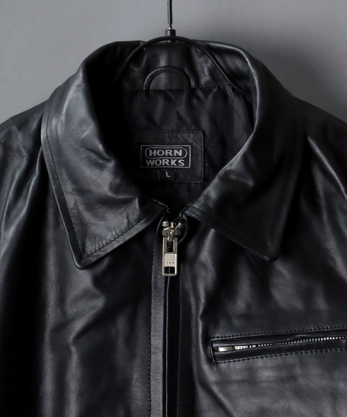 SITRY 革ジャン ライダース Real Cow Leather Trucker Jacket