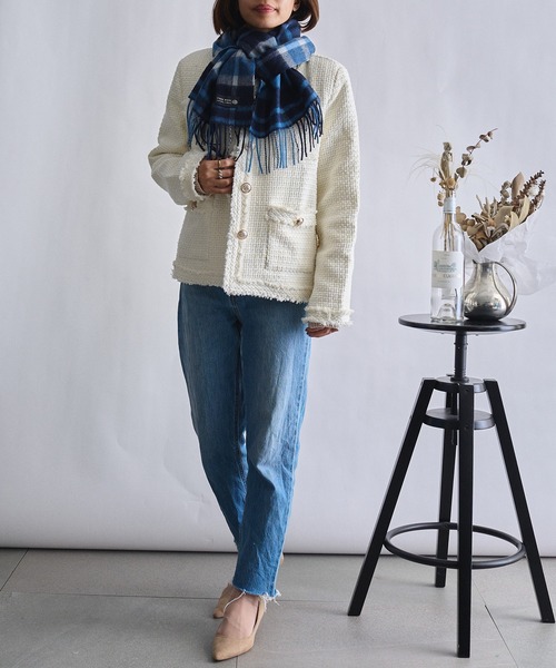 「SETUP7」 マフラー FREE ライトグレー レディース_画像2