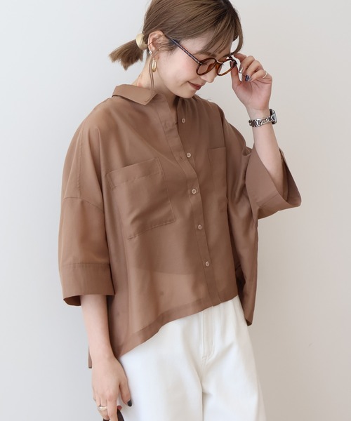 OAMC ホワイト 半袖シャツ ポケット AMERICAN HOLIC ブラウス シャツ Wポケットシアー半袖シャツ
