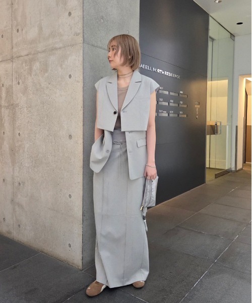 Ameri（アメリ） ベスト ジレ 3WAY PIN TUCK LAYERED VEST レディース