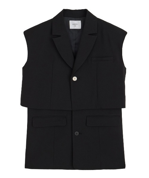 ベスト/ジレ Ameri/PEAKED LAPEL VEST Ameri（アメリ） ベスト ジレ 3WAY PIN TUCK LAYERED VEST レディース