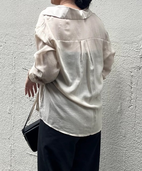 H.TOKYO ブラウス シャツ ウエストベルト付き シアーシャツ レディース