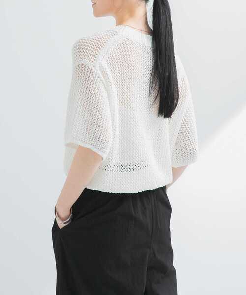 URBAN RESEARCH 透かし柄ハーフスリーブニット URBAN RESEARCH ニット セーター 透かし柄ハーフスリーブニット