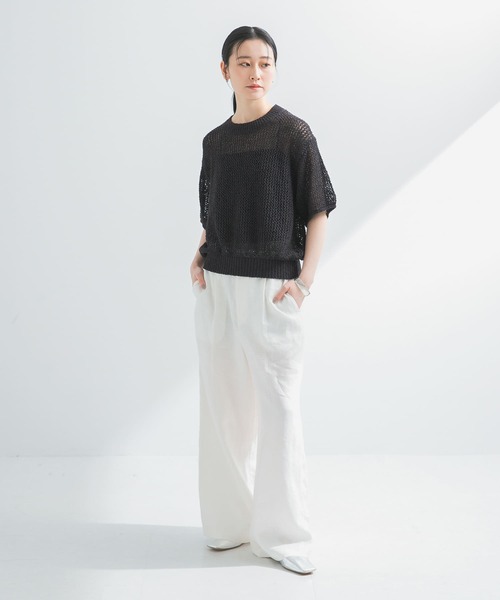 URBAN RESEARCH ニット セーター 透かし柄ハーフスリーブニット