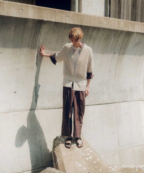 URBAN RESEARCH 透かし柄ハーフスリーブニット URBAN RESEARCH ニット セーター 透かし柄ハーフスリーブニット