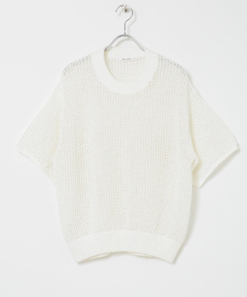 URBAN RESEARCH ニット セーター 透かし柄ハーフスリーブニット