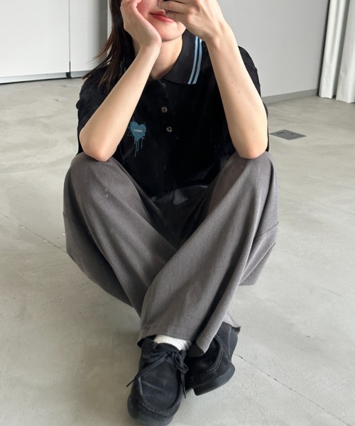 ONCILY（オンシェリー） ポロシャツ MOSS STITCH DRAW CODE POLO SHIRT 
