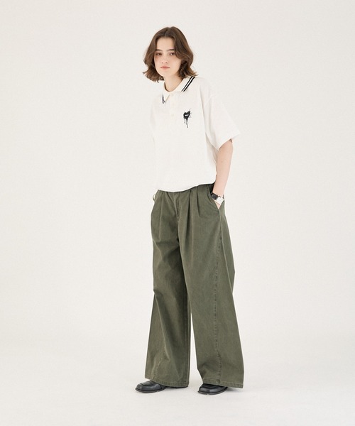 ONCILY（オンシェリー） ポロシャツ 半袖 MOSS STITCH DRAW CODE POLO