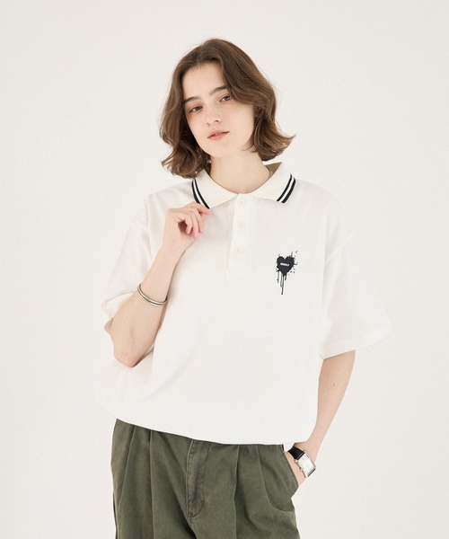 ONCILY（オンシェリー） ポロシャツ 半袖 MOSS STITCH DRAW CODE POLO