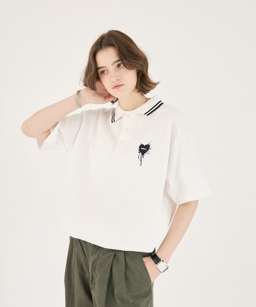 ONCILY（オンシェリー） ポロシャツ 半袖 MOSS STITCH DRAW CODE POLO