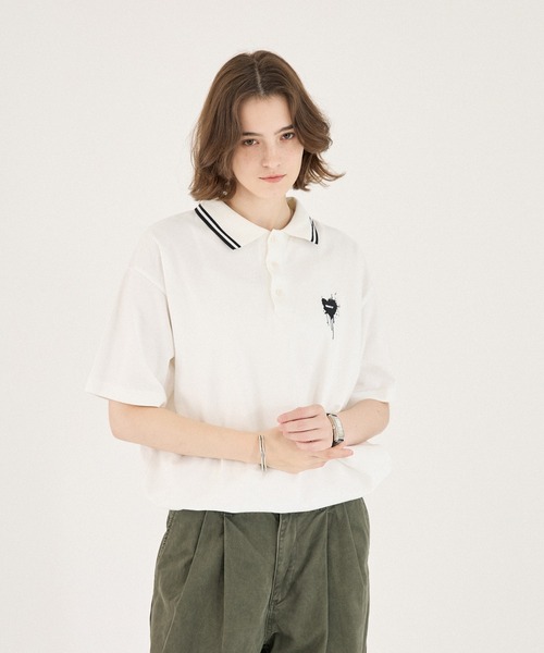 ONCILY（オンシェリー） ポロシャツ 半袖 MOSS STITCH DRAW CODE POLO