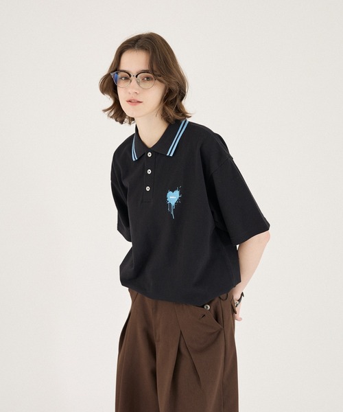 ONCILY（オンシェリー） ポロシャツ 半袖 MOSS STITCH DRAW CODE POLO