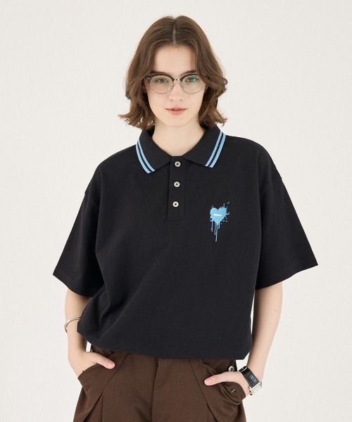 ONCILY（オンシェリー） ポロシャツ 半袖 MOSS STITCH DRAW CODE POLO