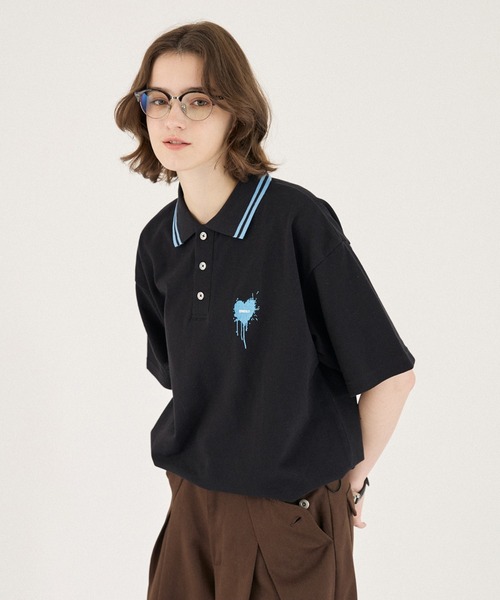 ONCILY（オンシェリー） ポロシャツ 半袖 MOSS STITCH DRAW CODE POLO