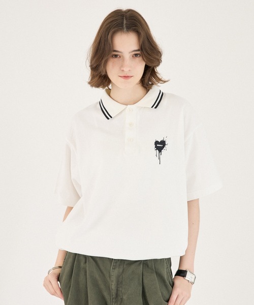 ONCILY（オンシェリー） ポロシャツ 半袖 MOSS STITCH DRAW CODE POLO