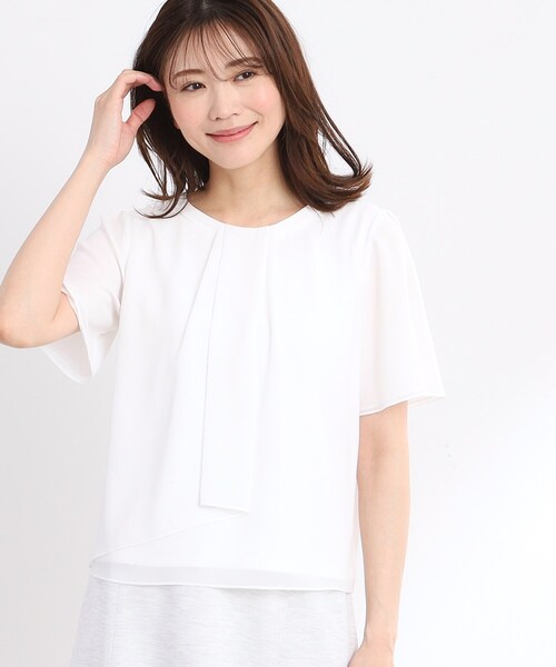 【夏SALE／UVカット／接触冷感／マシンウォッシュ可能】タックデザインブラウス Reflect ブラウス シャツ 「夏SALE／UVカット／接触冷感／マシン