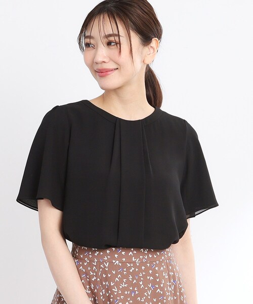ブラウス シャツ 「夏SALE／UVカット／接触冷感／マシンウォッシュ可能」タックデザインブラウス レディース