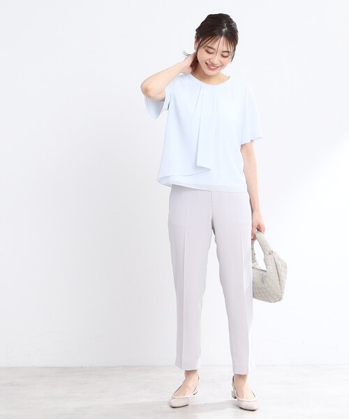 【夏SALE／UVカット／接触冷感／マシンウォッシュ可能】タックデザインブラウス Reflect ブラウス シャツ 「夏SALE／UVカット／接触冷感／マシン