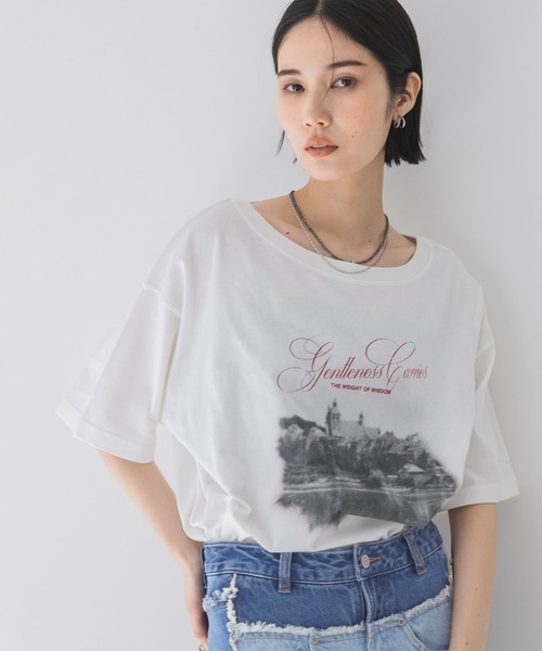 JEANASIS（ジーナシス） tシャツ landscape ボートネックプリント TEE