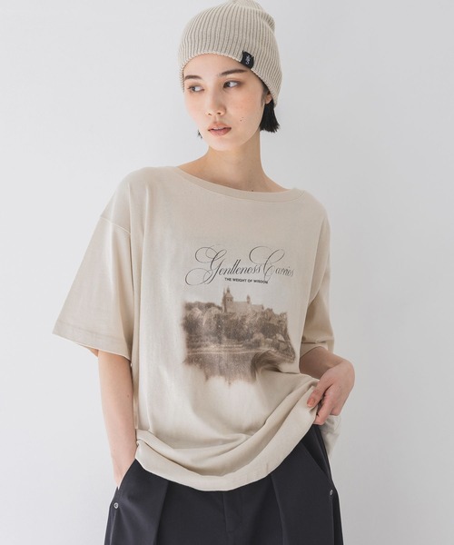 JEANASIS tシャツ landscape ボートネックプリント TEE/492482