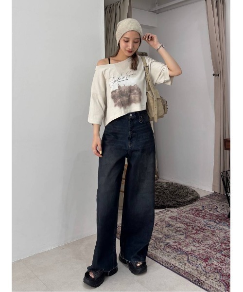   Jeans レディースTシャツ 半袖 Monologo 140615317 RITA JEANS TOKYO Tシャツ Mサイズ レディース journal Tシャツ