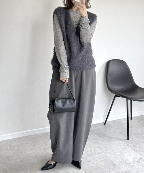 パンツ 「新色追加」「低身長/高身長サイズ有」カーブパンツ（Petitjo/slattgir.)　美脚見え レディース | ニッセン | 21