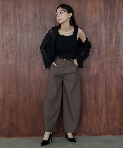 パンツ 「新色追加」「低身長/高身長サイズ有」カーブパンツ（Petitjo/slattgir.)　美脚見え レディース | ニッセン | 05