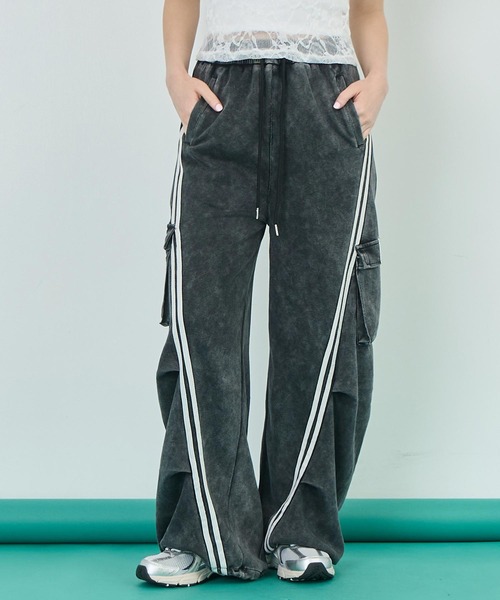 ANAP カーゴパンツ ウォッシュ加工 ライン スウェット