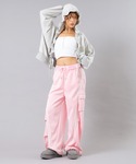 ワイドパンツ カーゴパンツ ウォッシュ加工 ラ...の詳細画像5
