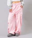 ワイドパンツ カーゴパンツ ウォッシュ加工 ラ...の詳細画像1