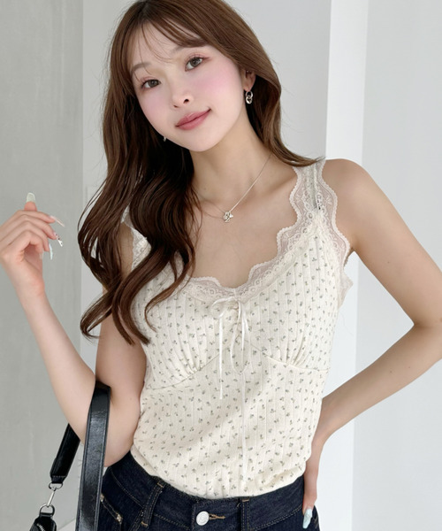 Ada. キャミソール 小花柄 レースデザイン キャミソール : ZOZOTOWN