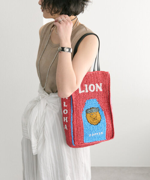 earライオンコーヒー刺繍トートバッグ ear PAPILLONNER トートバッグ LION COFFEE(ライオンコーヒー