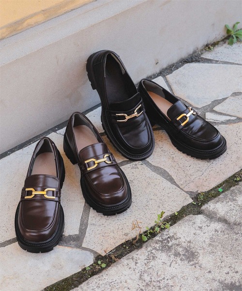 Prádǎ ブラック ローファー 厚底 37 PRADA【入手困難】☆ブラッシュドレザー ローファー☆ 全色 (PRADA