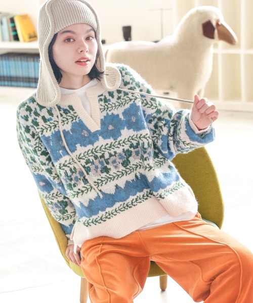 niko and…（ニコアンド） 長袖ニット LARGE ベージュ レディース