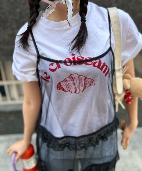 tシャツ ipugo/イプゴ クロワッサンロゴトップス レディース ipugo tシャツ ipugo/イプゴ クロワッサンロゴトップス