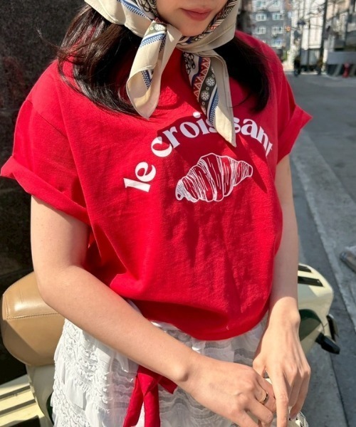 tシャツ ipugo/イプゴ クロワッサンロゴトップス レディース ipugo tシャツ ipugo/イプゴ クロワッサンロゴトップス
