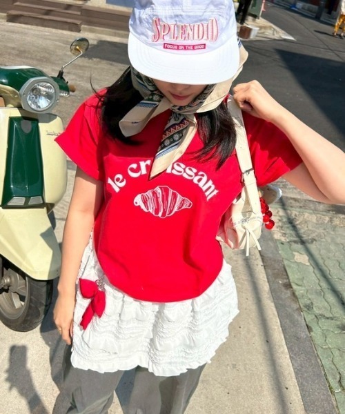 tシャツ ipugo/イプゴ クロワッサンロゴトップス レディース ipugo tシャツ ipugo/イプゴ クロワッサンロゴトップス