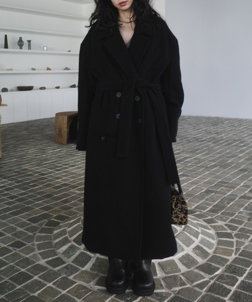 COAT CHESTER WOOL SHOULDER WIDE Ameri ジャケット・アウター Ameri（アメリ） CHESTER WOOL SHOULDER WIDE チェスターコート コート ジャケット・アウター