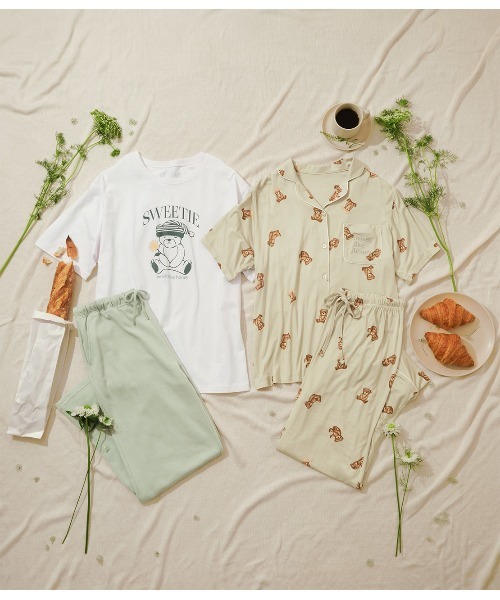 新品本物 PEACH くまTシャツパジャマセット ルームウェア パジャマ JOHN ルームウェア・パジャマ