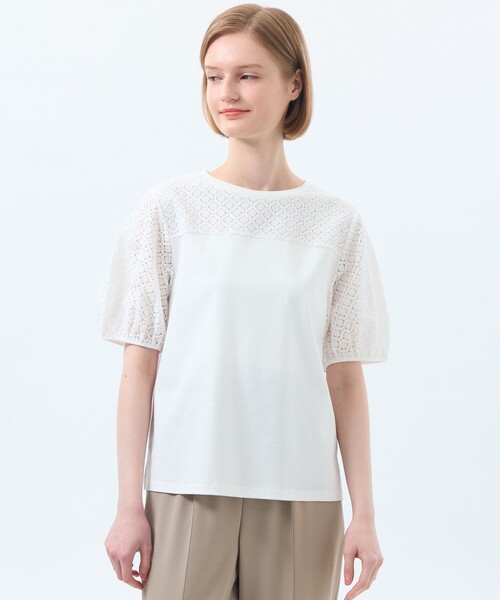 tシャツ レースコンビカットソー レディース