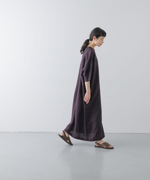 【新品】2024SS リネンレーヨンワイドワンピース　size1　かぐれ 2サイズ展開』リネンレーヨンワイドワンピース | かぐれ(kagure