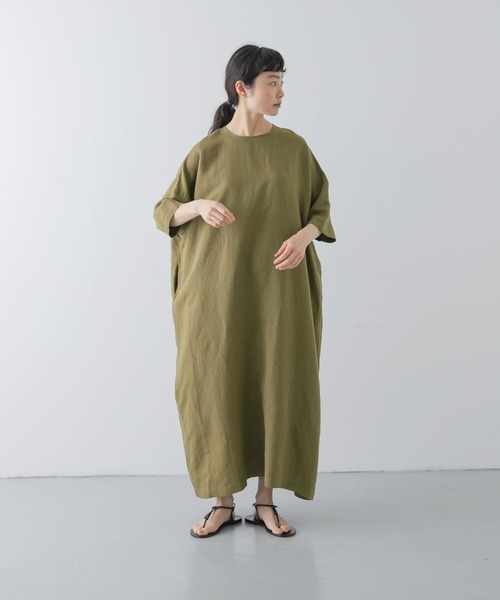 かぐれ *リネンレーヨンワイドワンピース かぐれ ワンピース 「2サイズ展開」リネンレーヨンワイド