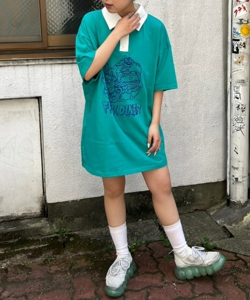 「Candy Stripper」 半袖ポロシャツ 2 グリーン レディース