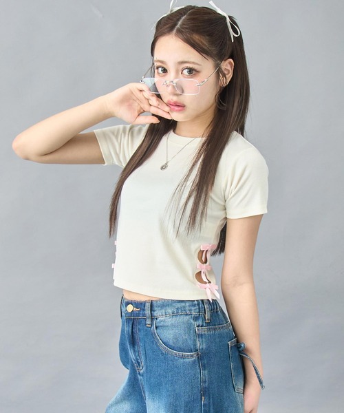 ANAP（アナップ） tシャツ サイドリボン ミニマムTシャツ レディース