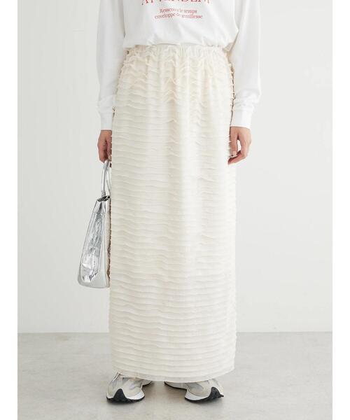 【美品】chocol raffine robe/チェック柄フリルロングスカート ショコラフィネローブ/ロングスカート/フレア/プリーツ/総柄