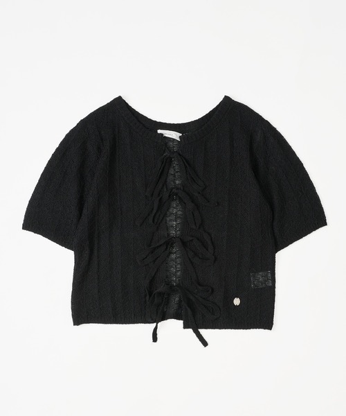 MUHET（ミュエータ） カーディガン ribbon lace-up knit cardigan
