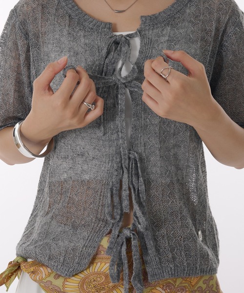 MUHET（ミュエータ） カーディガン ribbon lace-up knit cardigan